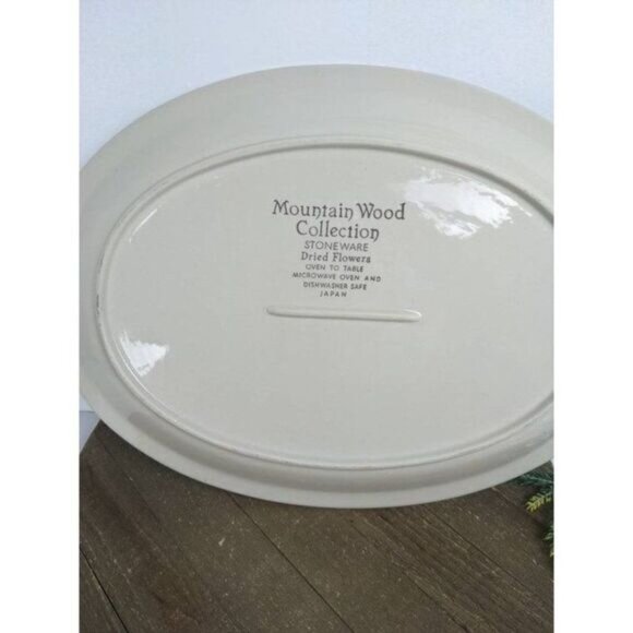 Mountain wood Collection Stoare Dried Flowers Oval serving platter RARE - Picture 2 of 6